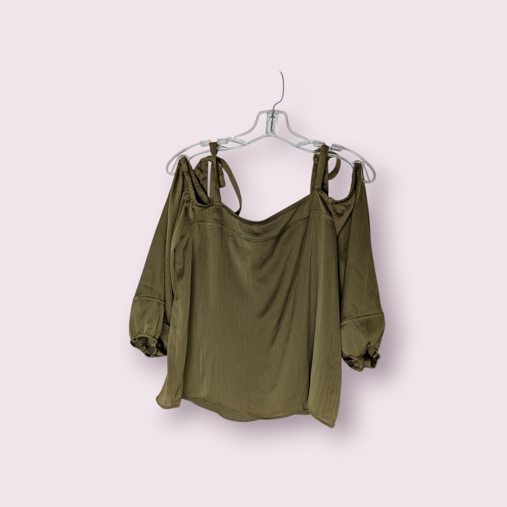 Guess Olive Green Women's Cold drop Shoulder Top 3/4 sleeve Size Large